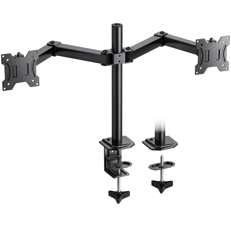 HUANUO Dual Monitor Mount for 2 Monitors up to 30 inches, Heavy Duty Dual Monitor Stand Holds up to 22 lbs, Dual Monitor Arm with Height Adjustable Tilt Swive Rotate, VESA Hole 75mm or 100mm - Image 1
